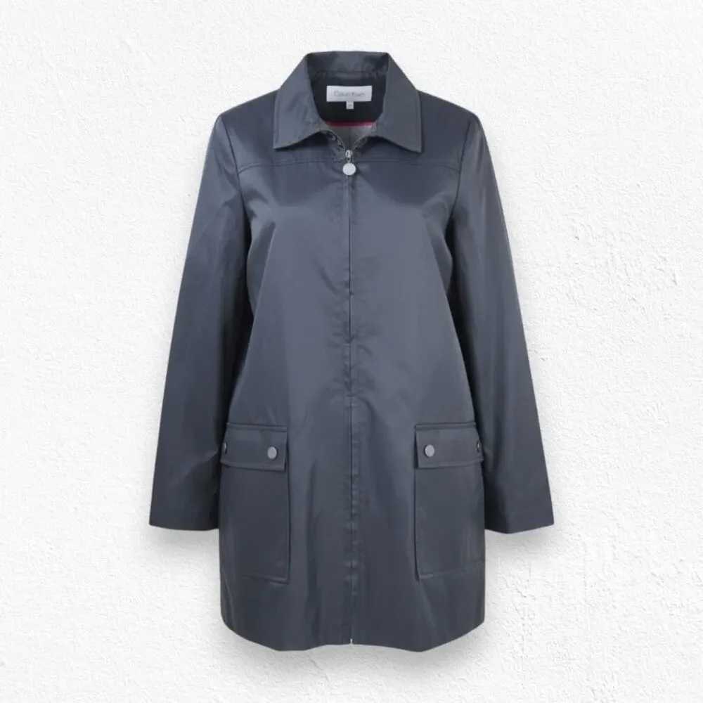 Calvin Klein Black Classic Lightweight Minimal Spring Rain Jacket Size Small